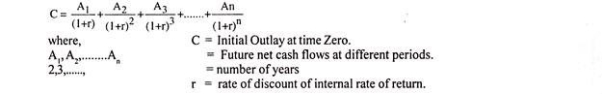 Mathematicl Formula for Initial Outlay at time Zero