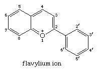 Molecular structure of the flavylium ion.