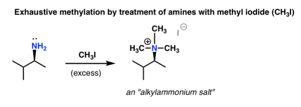 exhaustive methylation by treatment of amines with methyl iodide giving alkylammonium salts