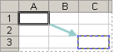 Formula being copied from A1, to two cells down and to the right