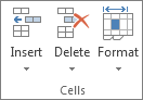 Cells group on the Home tab