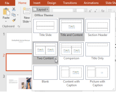 Applying a new layout to an existing slide