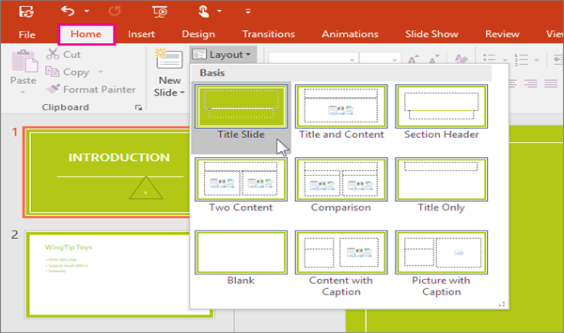 PowerPoint slide layouts