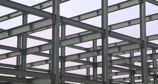 Construction of Steel Frame Structure Foundations, Columns, Beams and Floors