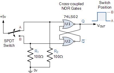 switch debounce with cross coupled nor gates