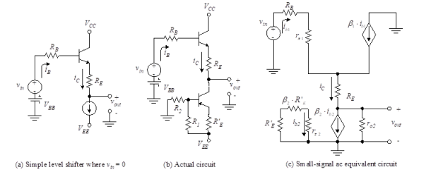 Level shifter, practical operational amplifier, circuit simulation