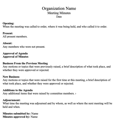 meeting minutes template