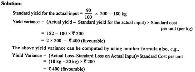 Standard Yield of the Actual Input