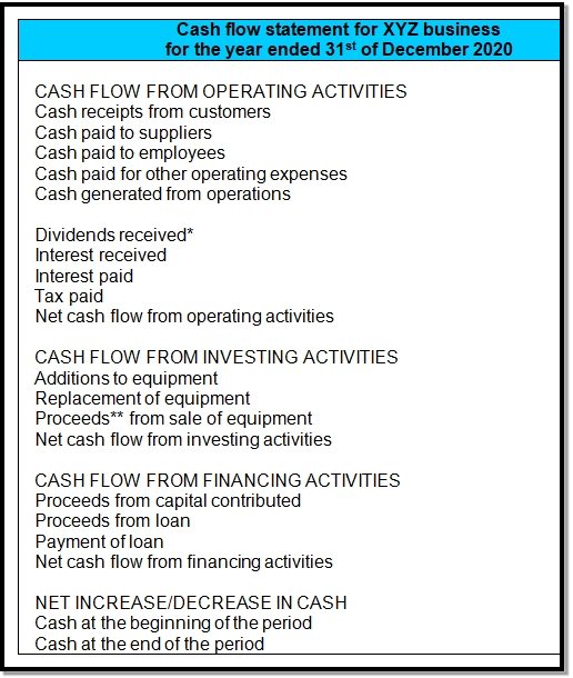 Cash Flow Statement Format
