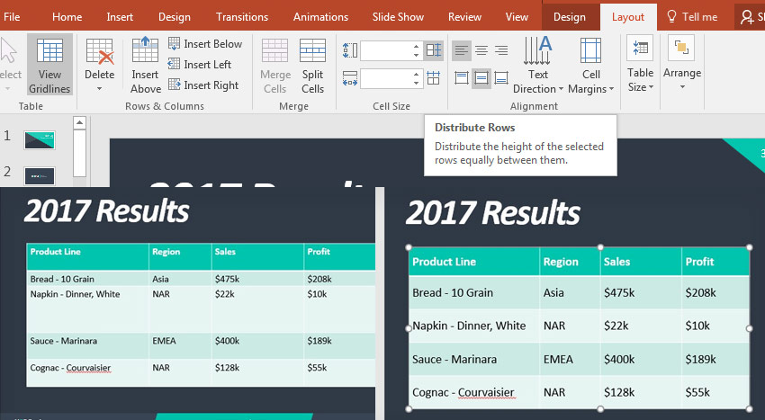 Distribute Rows PowerPoint