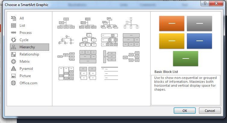 SmartArt Example Menu