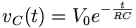 v_C(t)=V_0e^{-\frac{t}{RC}}