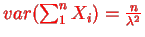 $var(\sum_{1}^n
X_i)=\frac{n}{\lambda^2}$