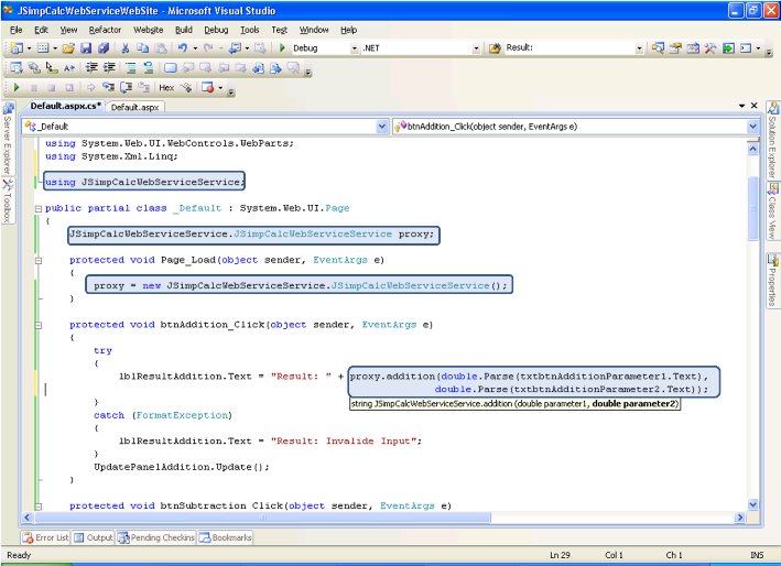 Create Web Service Client C# Code