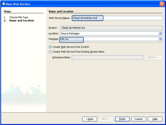 Create Web Service Netbeans Web Serice Name