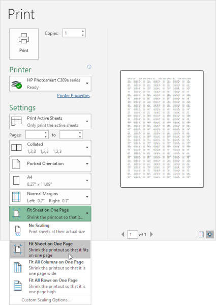 Fit Sheet on One Page