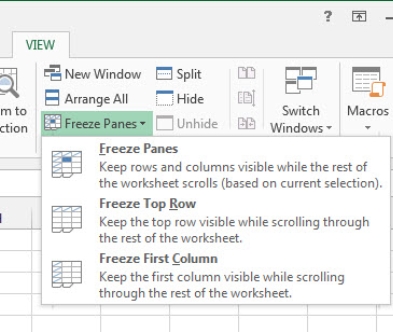Freezing Excel Columns Rows
