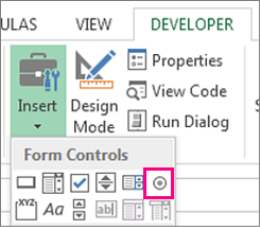 the radio button and checkbos control in Excel 2019