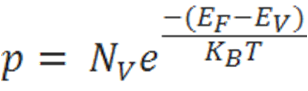 The hole-concentration in the valence band is given