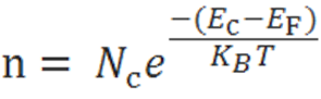 electron-concentration in the conduction band is given as