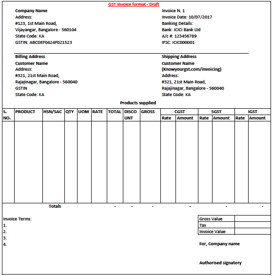 GST Invoice format in Excel and PDF | KnowyourGST.com