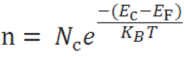 electron-concentration in the conduction band is given as