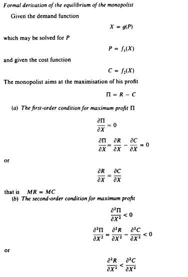 Derivation of equilibrium of the monopolist- Part 1