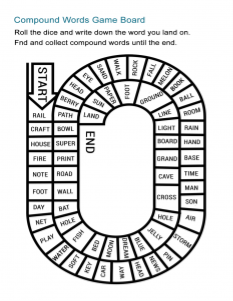 Compound Words Game Board