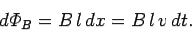 \begin{displaymath}
d{\mit\Phi}_B = B\,l\,dx = B\,l\,v\,dt.
\end{displaymath}